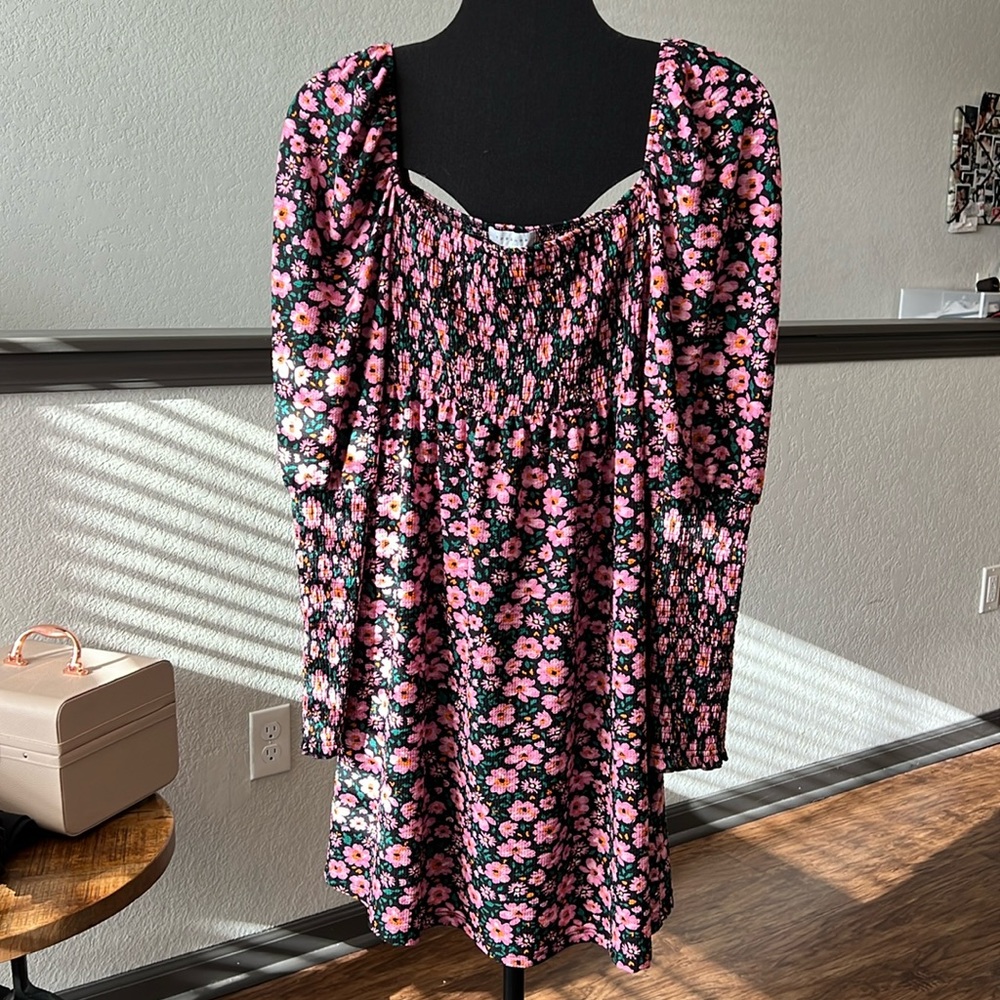 TOPSHOP - Floral waffle dress